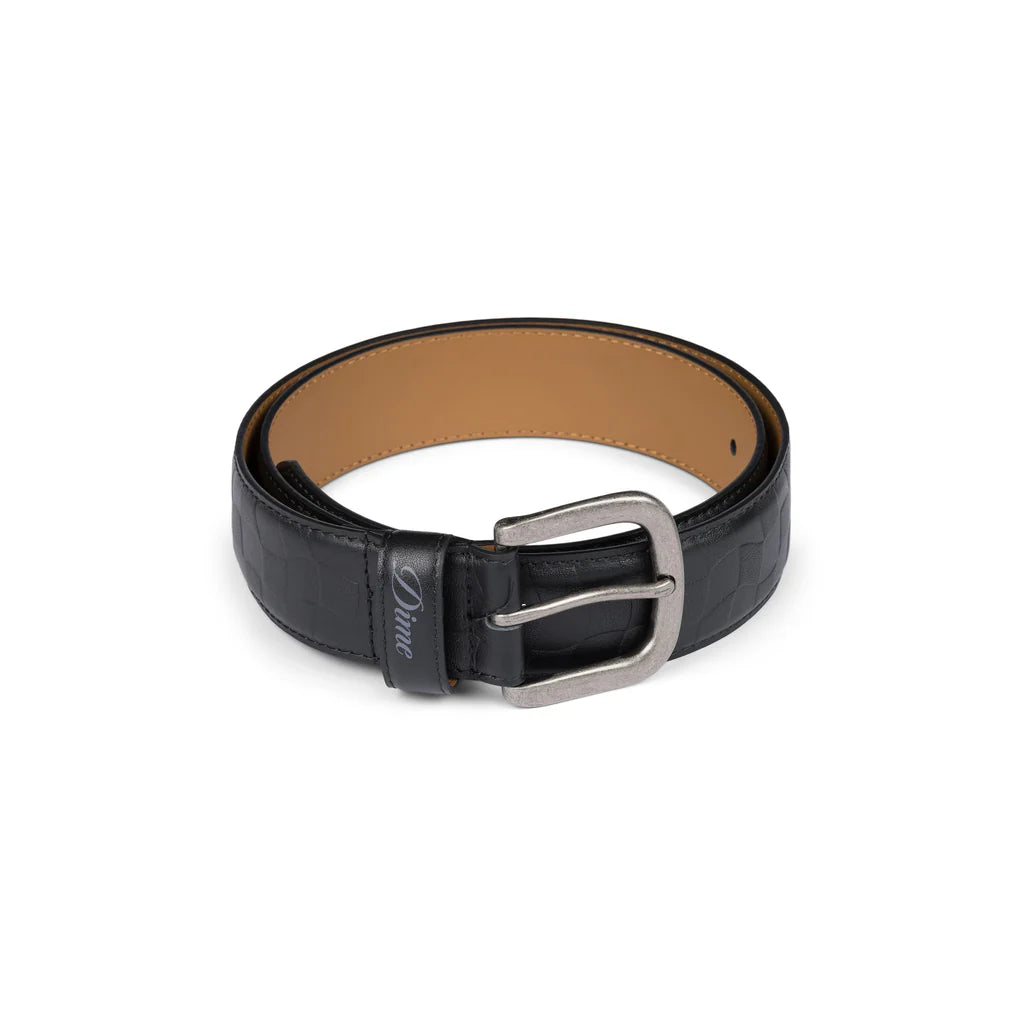 Dime Checkered Leather Belt - (Black)