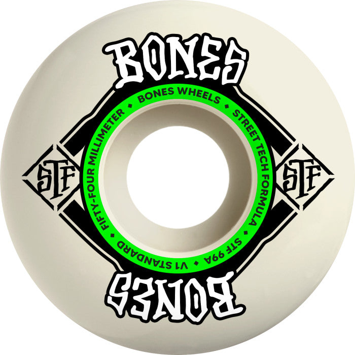 BONES WHEELS STF Skateboard Wheels Standard V5 99A White - (54mm)